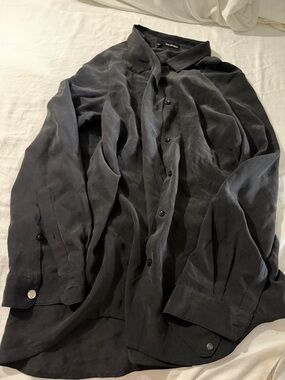 NWOT Women’s Black Silk Button-Up Blouse SZ: XS